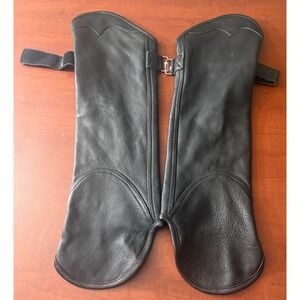 Papa's Motorcycle Apparel Black Leather Half Chaps Biker Riding Gear XS/S
